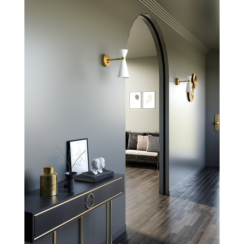 Alora Mood Blake 4in 1-Light Vanity Light | Aged Gold and White Metal | Bathroom & Powder Room | 60W E26 Damp Rated | Model WV574404WHAG