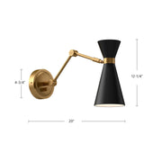 Alora Mood Blake 1-Light 5in Wall Sconce | Aged Gold and Matte Black | Bathroom Vanity & Hallway Accent | 60W E26 Dimmable | Model WV574524MBAG