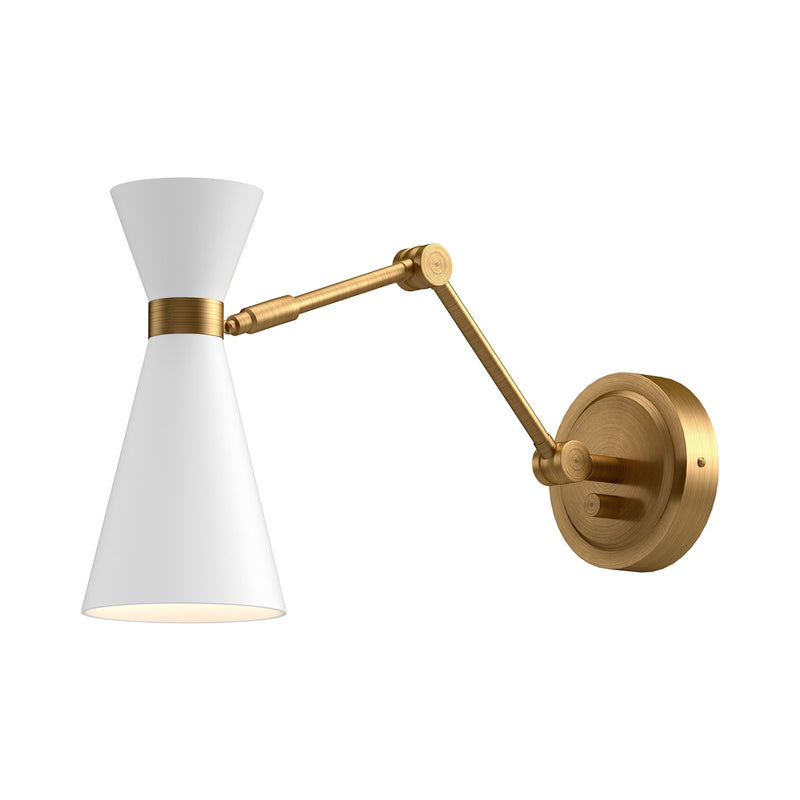 Kuzco Blake 5in 1-Light Vanity Light | Geometric Aged Gold and White | Bathroom Vanity & Powder Room | Model WV574524WHAG