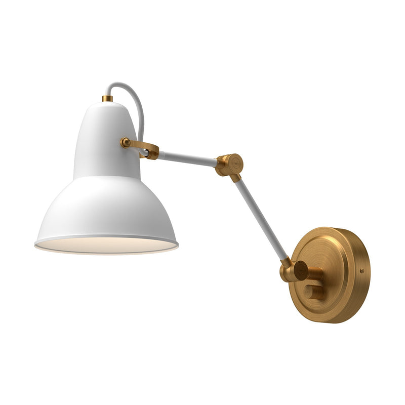 Kuzco Felix 6in 1-Light Wall Sconce | Vintage Modern Aged Gold and White | Bedroom Reading & Bathroom Vanity | Model WV576027WHAG