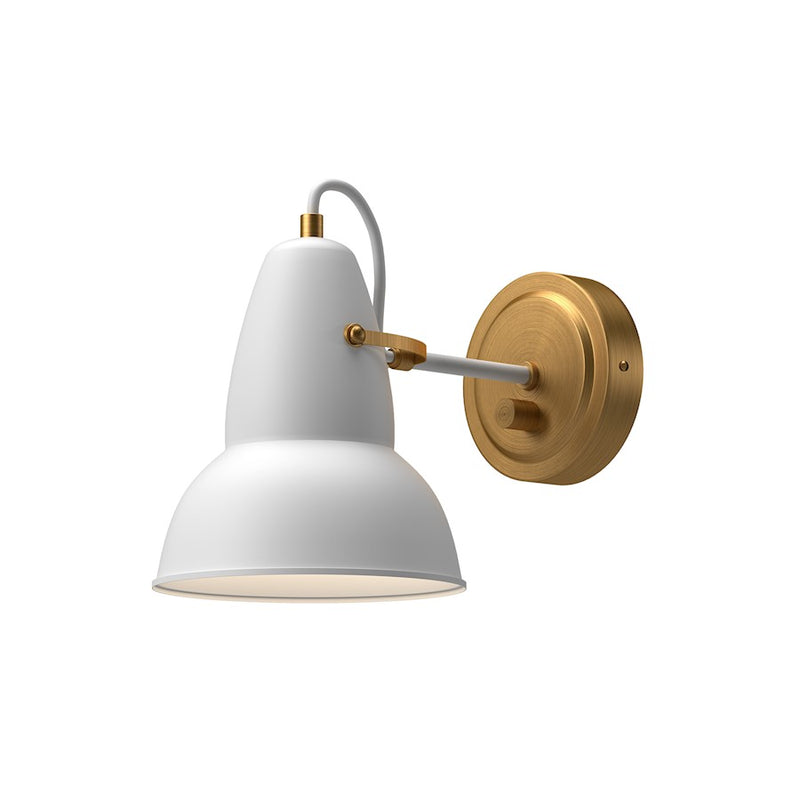 Alora Mood Felix 7in 1-Light Wall Sconce | Vintage Modern Aged Gold and White Metal | Bathroom Vanity & Reading Light | Model WV576607WHAG