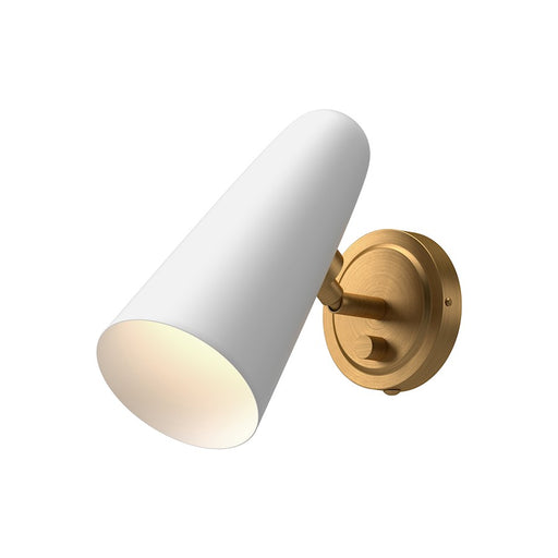 Kuzco Daniel 1-Light Wall Sconce | Mixed-Metal Aged Gold and White | Bedside & Hallway Accent | 5 x 10.5 in, Damp Rated | Model WV578805WHAG