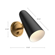 Kuzco Daniel 1-Light Wall Sconce | Mixed-Metal Aged Gold and White | Bedside & Hallway Accent | 5 x 10.5 in, Damp Rated | Model WV578805WHAG