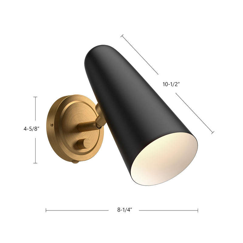 Kuzco Daniel 1-Light Wall Sconce | Mixed-Metal Aged Gold and White | Bedside & Hallway Accent | 5 x 10.5 in, Damp Rated | Model WV578805WHAG