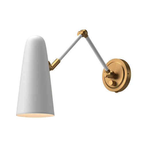 Kuzco Daniel 24in 1-Light Wall/Vanity | Mixed-Metal Aged Gold and White | Bedside & Bathroom Vanity | 5 x 10.5 x 23.12 in | Model WV578925WHAG