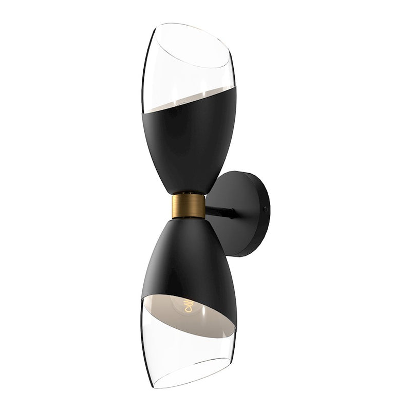 Alora Mood Capri 19in 2-Light Bathroom Vanity Light | Modern Matte Black and Clear Glass | Bathroom & Powder Room Vanity Light | Model WV587224MBCL