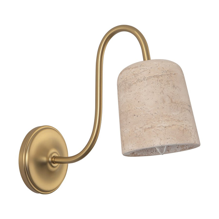 Kuzco Bromley 5" Gold Bathroom Vanity, Brushed Gold/Travertine