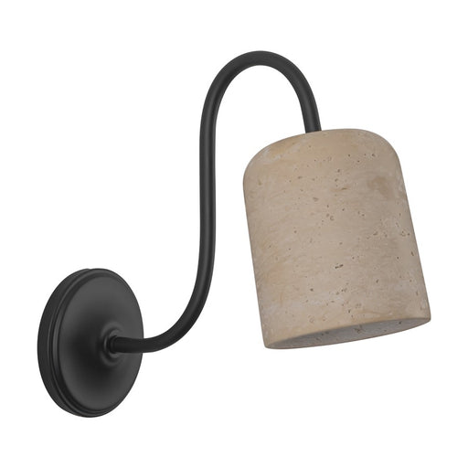 Kuzco Bromley 5" Black Bathroom Vanity Light, Matte Black/Travertine