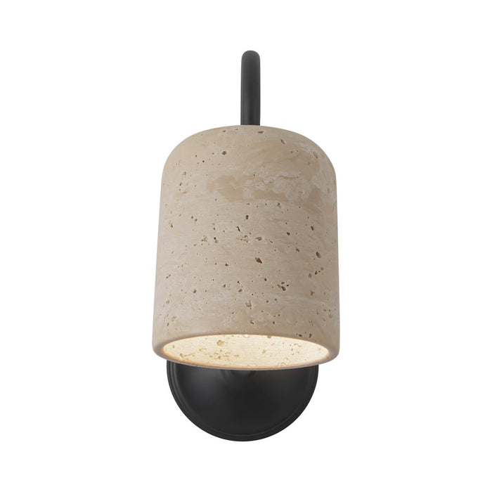 Kuzco Bromley 5" Black Bathroom Vanity Light, Matte Black/Travertine