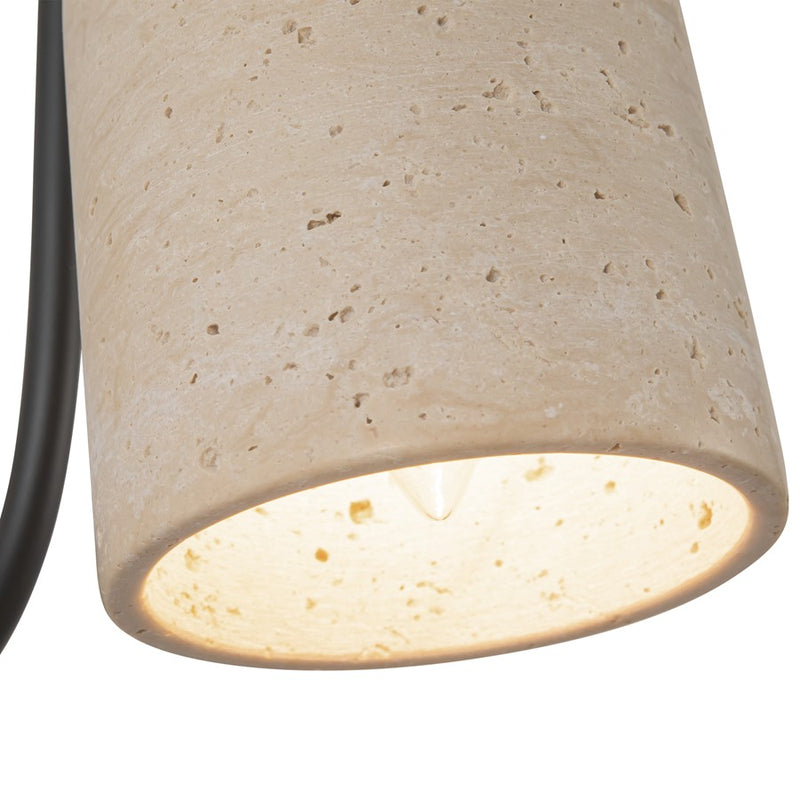 Kuzco Bromley 5" Black Bathroom Vanity Light, Matte Black/Travertine