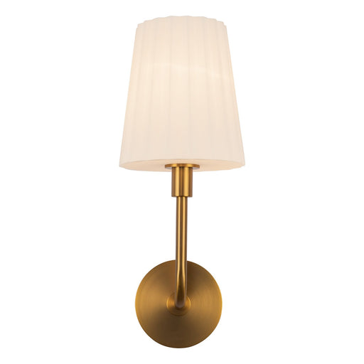 Kuzco Plissé 7in 1-Light Wall Sconce | Vintage Aged Gold and Opal Matte Glass | Bathroom Vanity & Hallway | 7 x 8 x 18 in | Model WV628107AGOP