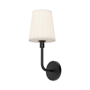 Alora Mood Plisse 7in 1-Light Wall Sconce | Vintage Matte Black and Opal Glass | Bathroom Vanity & Powder Room | 60W E26 Damp | Model WV628107MBOP