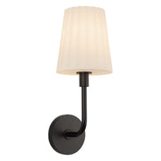 Alora Mood Plisse 7in 1-Light Wall Sconce | Vintage Matte Black and Opal Glass | Bathroom Vanity & Powder Room | 60W E26 Damp | Model WV628107MBOP