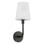 Alora Mood Plisse 7in 1-Light Wall Sconce | Vintage Matte Black and Opal Glass | Bathroom Vanity & Powder Room | 60W E26 Damp | Model WV628107MBOP