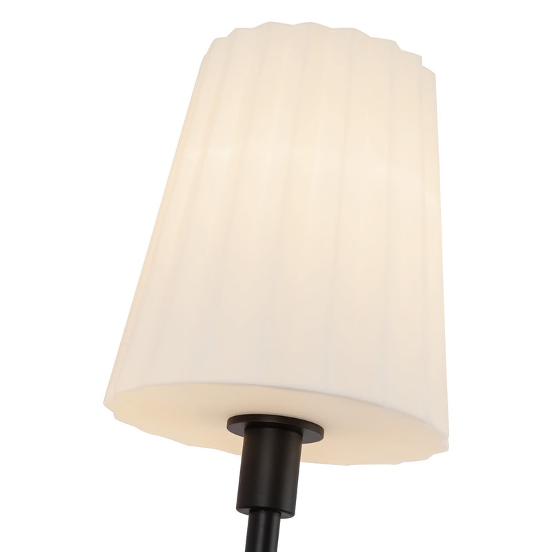 Alora Mood Plisse 7in 1-Light Wall Sconce | Vintage Matte Black and Opal Glass | Bathroom Vanity & Powder Room | 60W E26 Damp | Model WV628107MBOP