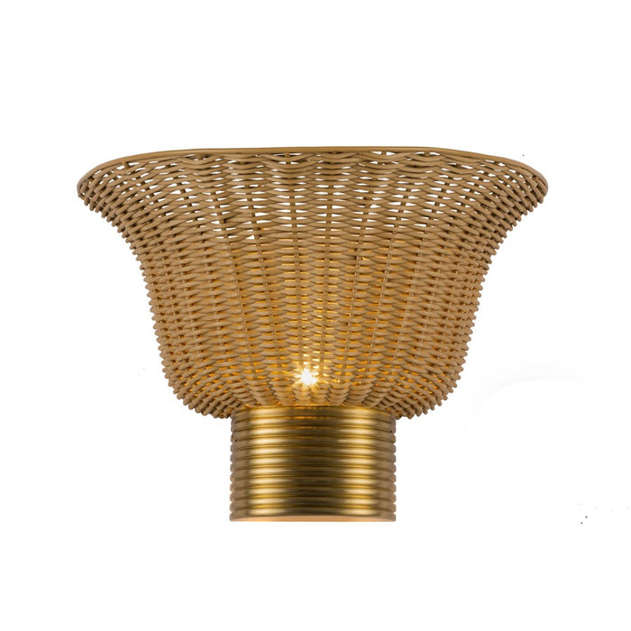 Kuzco Rancho 14" Socket Wall/Vanity Light, Gold/Rattan Shade