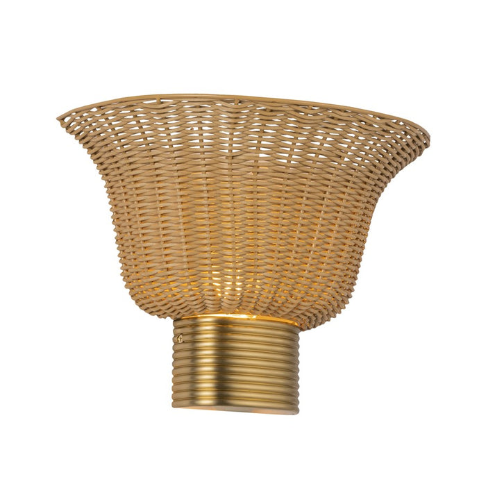 Kuzco Rancho 14" Socket Wall/Vanity Light, Gold/Rattan Shade