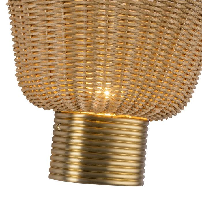 Kuzco Rancho 14" Socket Wall/Vanity Light, Gold/Rattan Shade