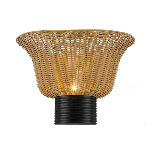Kuzco Rancho 14" Socket Wall/Vanity Light, Matte Black/Rattan Shade
