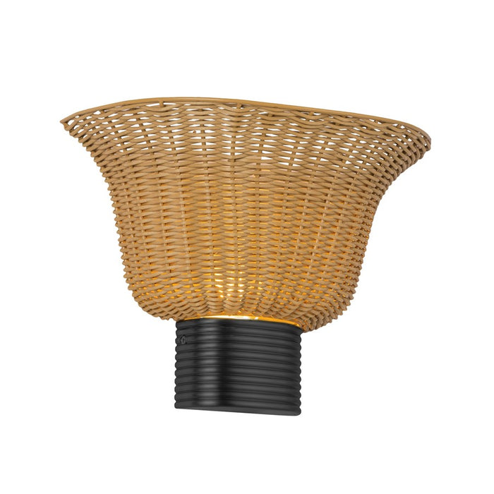 Kuzco Rancho 14" Socket Wall/Vanity Light, Matte Black/Rattan Shade
