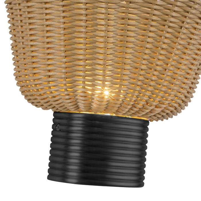 Kuzco Rancho 14" Socket Wall/Vanity Light, Matte Black/Rattan Shade