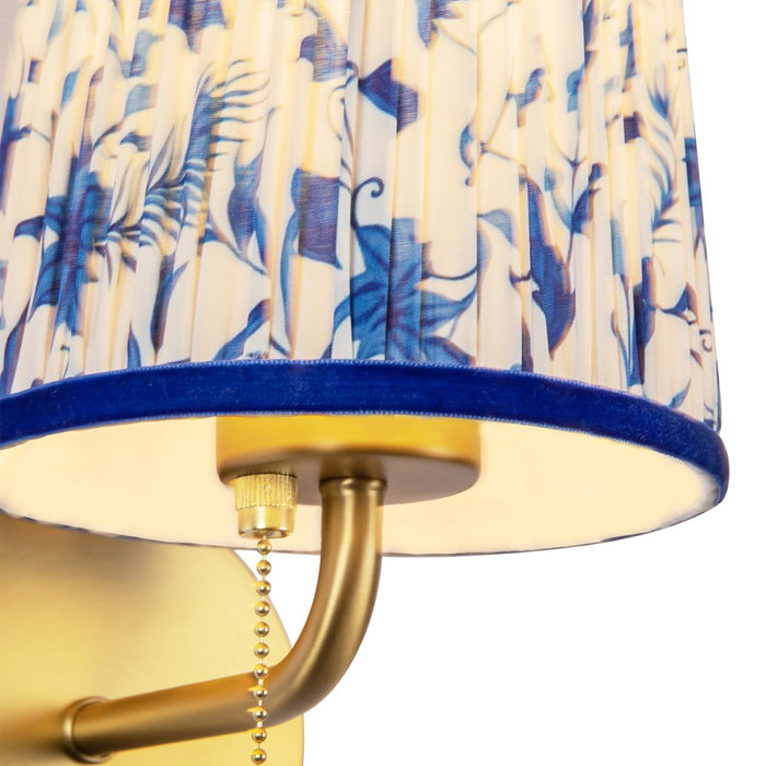 Kuzco Scout 10" Gold Vanity Light, Gold/Blue Linen