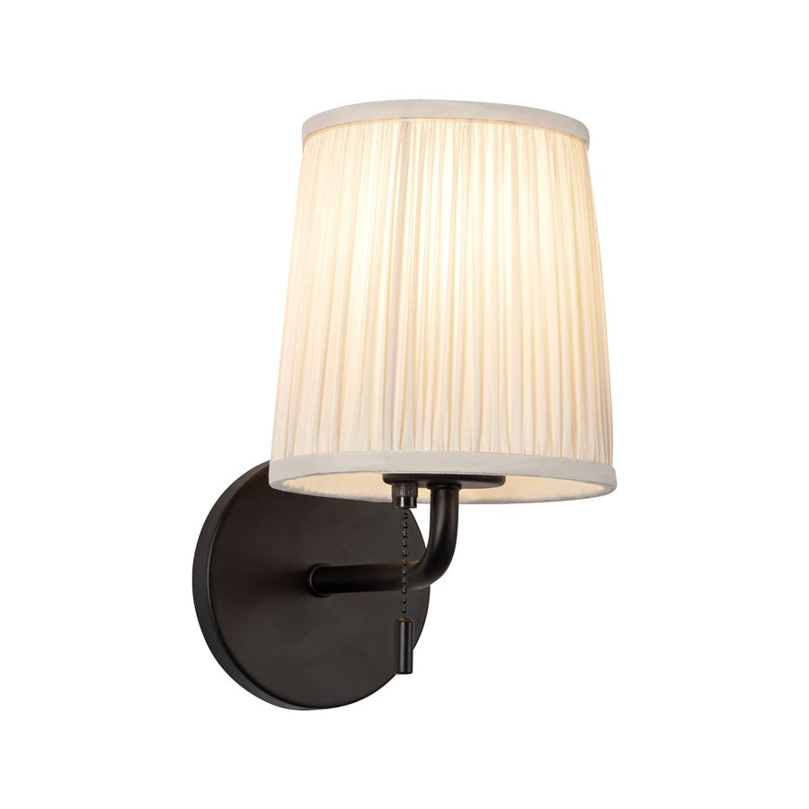 Kuzco Scout 10" Blk Bathroom Vanity Light, Matte Blk/White Linen - WV675106MBWL