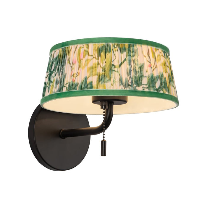 Kuzco Scout 7" Black Bathroom Vanity Light, Matte Black/Green Linen