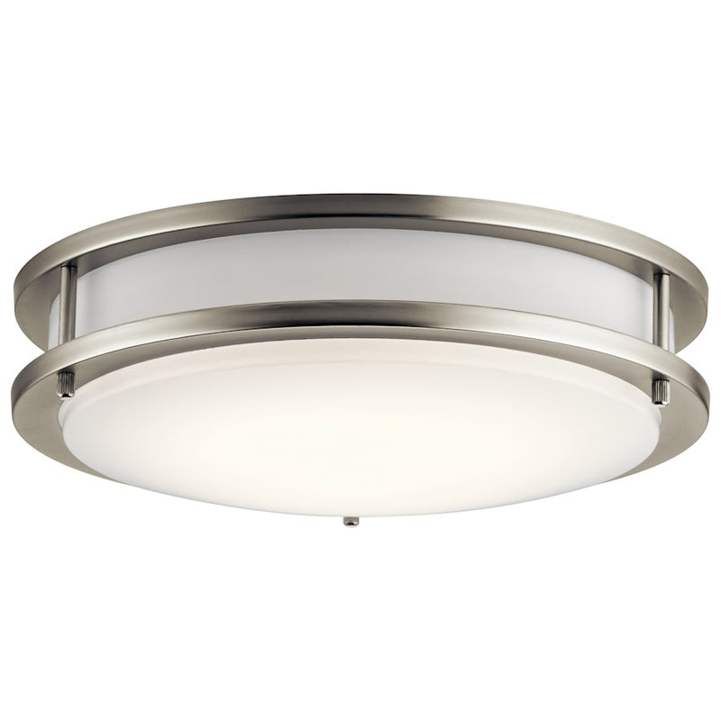 Kichler 12in LED Flush Mount | Transitional Brushed Nickel and White Acrylic | Hallway & Bathroom Ceiling Light | 1280 Lumens | Model 10784NILED