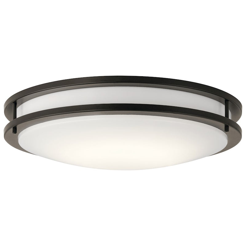 Kichler Flush Mount LED 18in 1-Light Flush Mount | Transitional Olde Bronze and White Acrylic | Hallway & Bathroom | 1790 Lumens | Model 10786OZLED