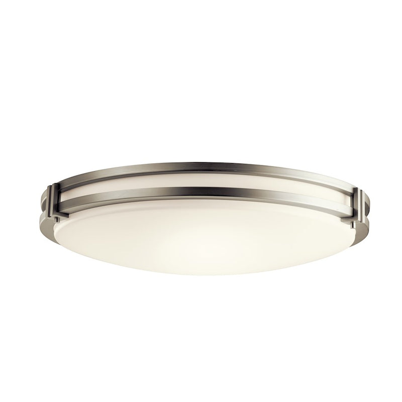 Kichler Avon 24in 1-Light Flush Mount | Transitional Brushed Nickel | Hallway & Bathroom | 1790 Lumens 3000K Dimmable | Model 10788NILED