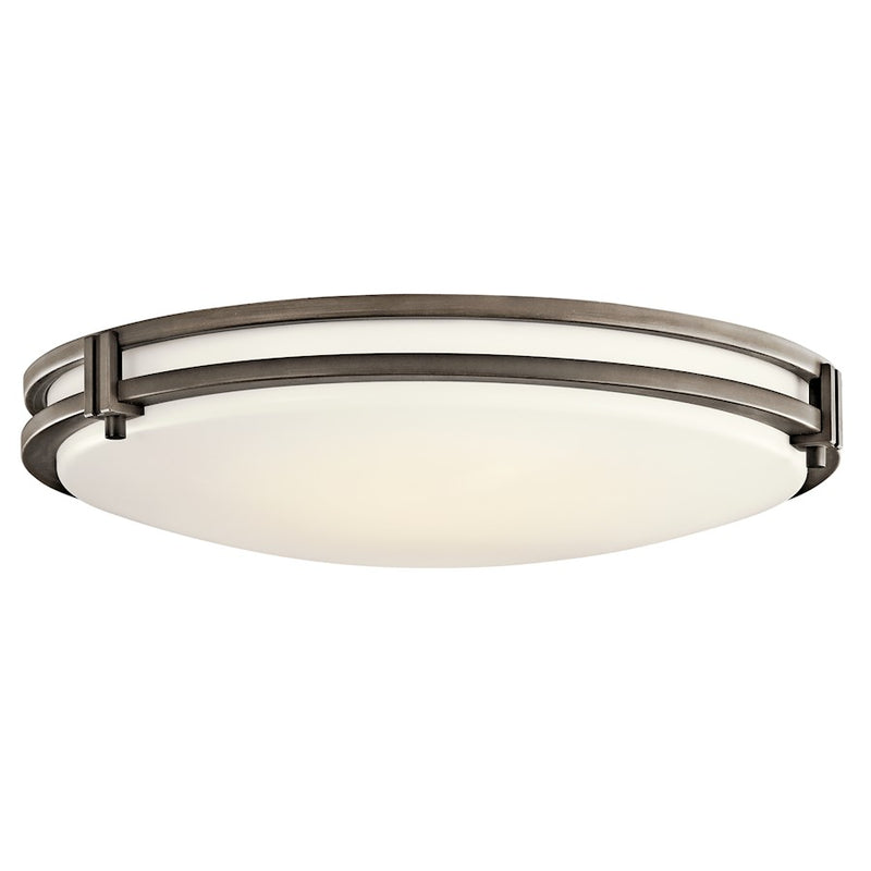 Kichler Avon 24in 1-Light Flush Mount | Transitional Olde Bronze | Hallway & Bathroom | 1790 Lumens 3000K Dimmable | Model 10788OZLED
