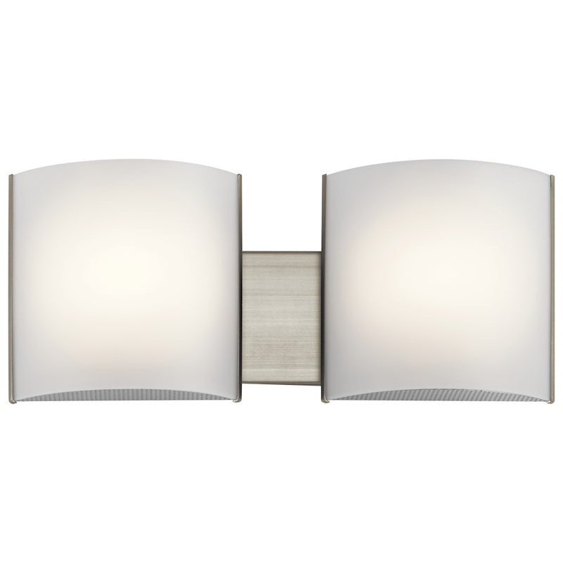 Kichler Bath 2Lt LED, Brushed Nickel, White Acrylic