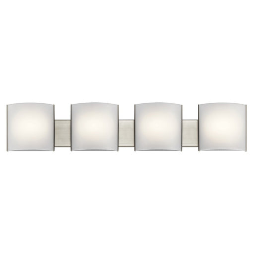 Kichler Bath 4Lt LED, Brushed Nickel, White Acrylic