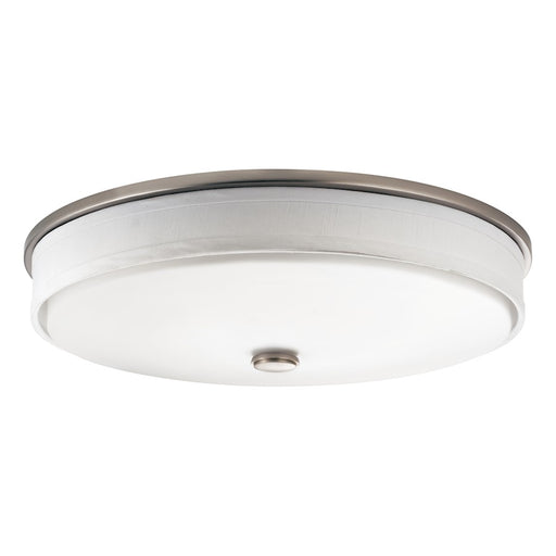 Kichler Flush Mt LED 17.25x4.25", Brsh Nickel, Wht Linen, Wht Acryl