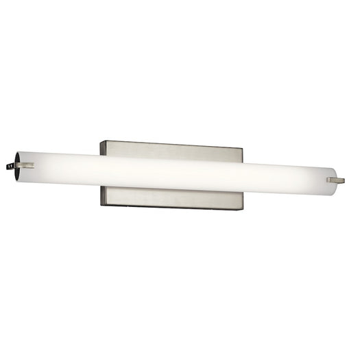 Kichler Linear Bath 26in 1-Light Wall Sconce | Transitional Brushed Nickel and White Acrylic Diffuser | Bathroom Vanity | Model 11149NILED
