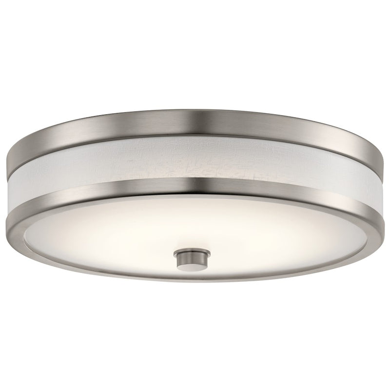 Kichler Pira 12in LED Flush Mount | Champagne Steel and Acrylic | Hallway & Bathroom | 12 x 4 x 4 in | Model 11302CPLED