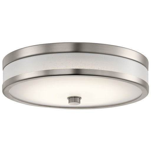 Kichler Pira 12in LED Flush Mount | Champagne Steel and Acrylic | Hallway & Bathroom | 12 x 4 x 4 in | Model 11302CPLED