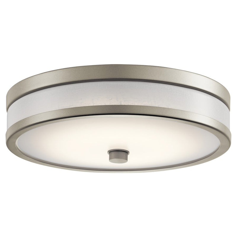 Kichler Pira 12in LED Flush Mount | Brushed Nickel and Acrylic | Hallway & Bathroom Ceiling Light | 12 x 4 x 4 in | Model 11302NILED