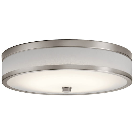 Kichler Pira 15in LED Flush Mount | Utilitarian Champagne Steel & Acrylic | Hallway & Bedroom | 15 x 4 x 4 in | Model 11303CPLED