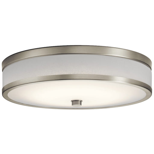 Kichler Pira LED Flush Mount | Brushed Nickel Steel & Acrylic | Hallway & Bathroom Ceiling Light | 15in W, Damp Rated | Model 11303NILED