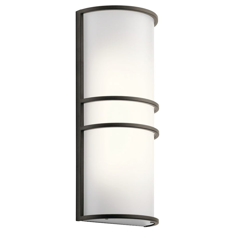 Kichler 2-Light LED Wall Sconce | Transitional Olde Bronze Finish | Hallway & Bathroom Accent | 7 x 3.75 x 16 in, Damp Rated | Model 11315OZLED
