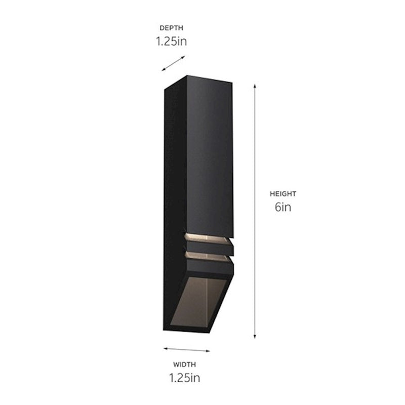 Kichler Louvered Deck 6in 1-Light Landscape Light | Textured Black Aluminum | Deck Patio & Stairway | 2 x 6 in | Model 15066BKT