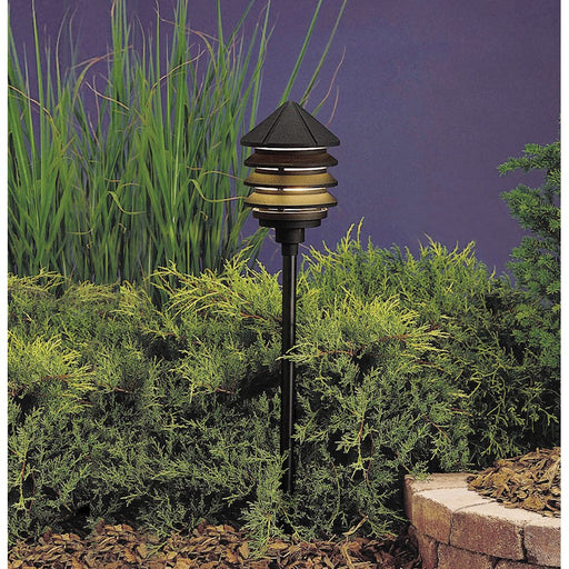 Kichler Six Groove 6in 1-Light Path Light | Transitional Textured Black Aluminum | Landscape & Garden | 6 x 10 in | Model 15205BKT