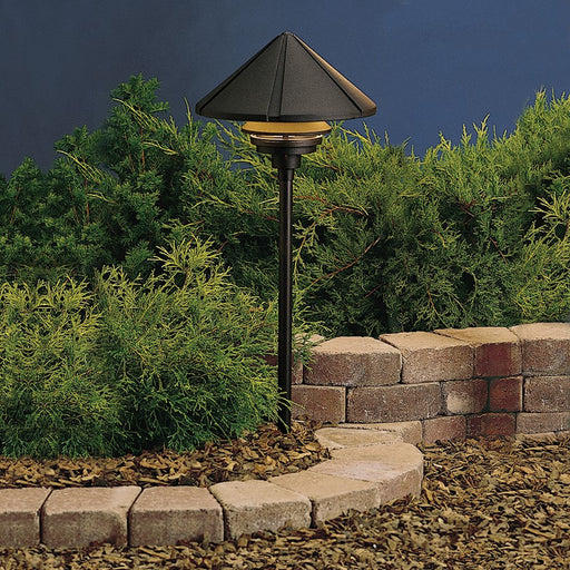 Kichler Six Groove 1-Light Landscape Path Light | Textured Black Aluminum and Clear Polycarbonate | Walkway & Garden Accent | Model 15211BKT