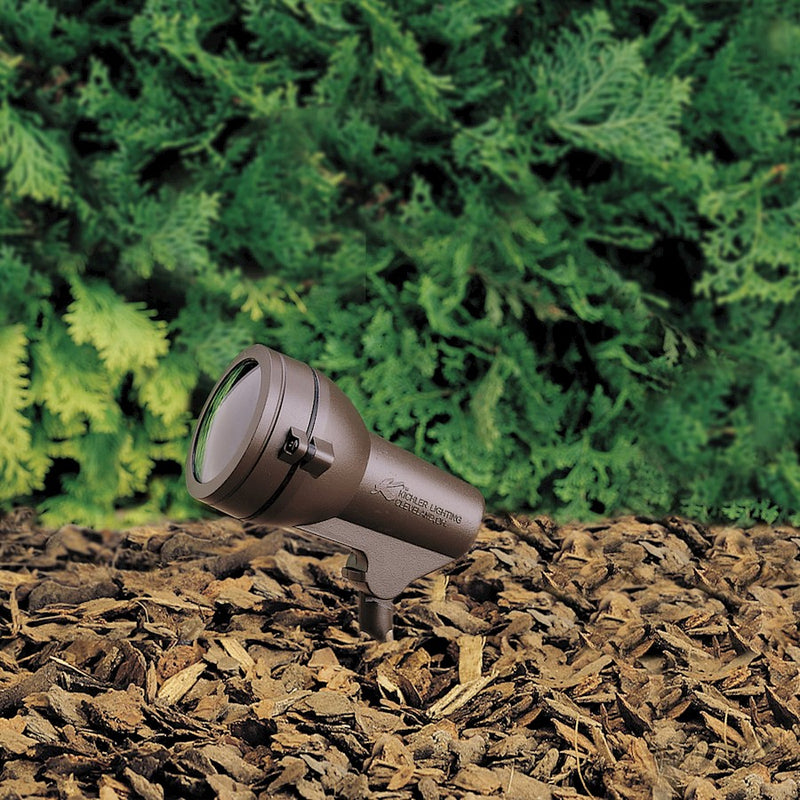 Kichler HID Accent 1-Light Landscape Light | Textured Architectural Bronze and Tempered Clear Glass | Outdoor Spotlight & Grazing | Model 15231AZT