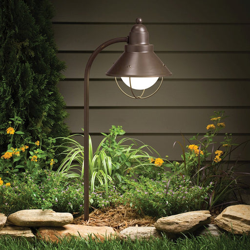 Kichler Seaside 1-Light Outdoor Path Light | Traditional Olde Bronze Brass | Garden Path & Driveway Landscape | 8 x 26.25 in | Model 15239OZ