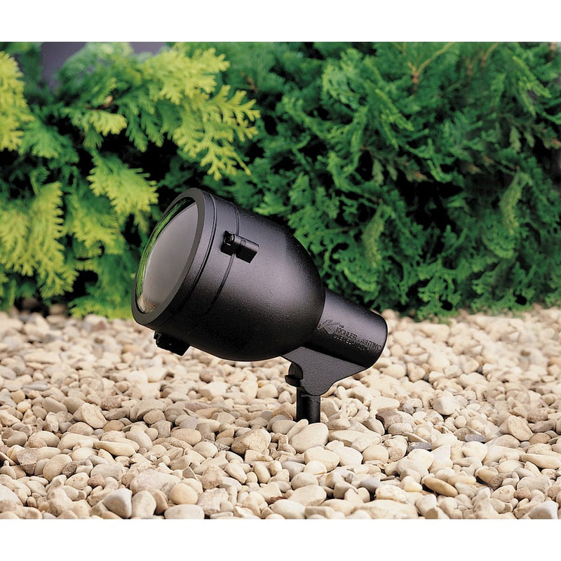 Kichler HID Accent 9in 1-Light Outdoor Floodlight | Textured Black and Tempered Clear Glass | Landscape Accenting & Grazing | Model 15241BKT