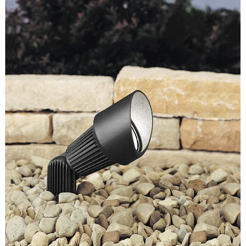 Kichler Accent 7.5in 1-Light Landscape Light | Textured Black Aluminum Clear Glass | Garden & Facade Spotlight | 35W MR16 | Model 15309BKT