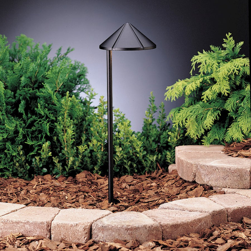 Kichler Six Groove 6in 1-Light Landscape Path Light | Transitional Textured Black Aluminum | Garden & Walkway | 6 x 19.5 in | Model 15315BKT